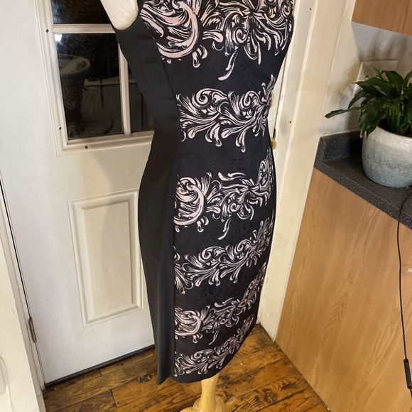 H&M Sleeveless Black Pencil Size 10 Body Con Dress y2k Pattern - Picture 11 of 15